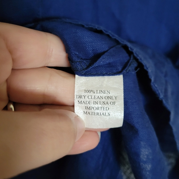 Beau Chemise Linen Lagenlook Button Down Shirt Blue - Picture 5 of 5